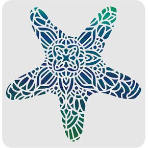 أصابع النجوم Starfish Stencils 11.8x11.8inch Mandala Mandala Painting stencils قابلة لإعادة الاستخدام إنشاء الحرف اليدوية للمشاريع والمشاريع على الطلاء على الطلاء على أرضية الحائط الخشبية