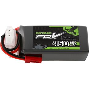 OVONIC 11.1V 80C 450mAh 3S Lipo Battery with JST Plug