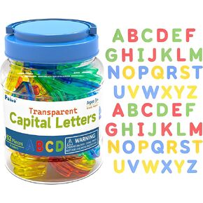Transparent Capital Letters for Light Table, 52 Pieces, 4 Colors, Educational Alphabet Set, Ages 3+