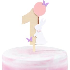 Bunny 1st Birthday Cake Topper - Cake Topper First Birthday Baby Girl ، بعض الأرنب هو واحد ، وأرنب عيد الفصح الأول كعكة عيد الميلاد ، وأرنب الأزهار ، تحطيم كعكة ،