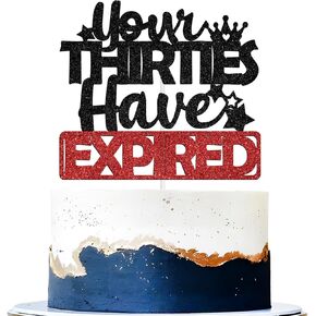 Your Thirties Have Expired Cake Topper,Rip Thirties Cake Decor, Cheers to 40 Years, Funny 40th Birthday Party Decoration Supplies