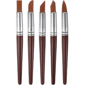 Harfington 5pcs سيليكون طين النحت أداة الفخار نمذجة النمذجة المشكل أداة نصيحة مطاطية تشكيل القلم ل clay بوليمر النحت السيراميك ، بني ، بني