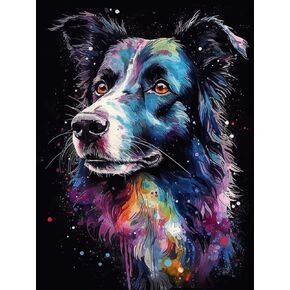 Generic Border Collie 5D Adult Diamond Art,DIY Diamond Art Painting Kits for Decor Canvas 11.7x19.7inch/40x50cm, Onesize