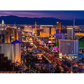 QACEYID Diamond Painting Kits for Adults 12x16 Inch Las Vegas Strip at Twilight Full Drill Round Crystal Rhinestone Diamond Arts Craft Canvas Perfect for Home Wall Decoration and Relaxation