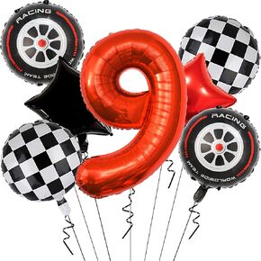 سباق عيد ميلاد السباق - 40 بوصة Mylar Red رقم 8 بالونات - البالونات الأسود للسيارات Race Scheered لسيارات سباق عيد الميلاد الثامنة تحت عنوان لوازم الحفلات