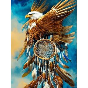 YEEIFFD Eagle Dream Catcher Diamond Painting Kits for Adults Beginners, Dreamcather DIY 5D Diamond Art Kits, Full Round Drill Diamond Art Kit for Home Wall Decor 12x16in