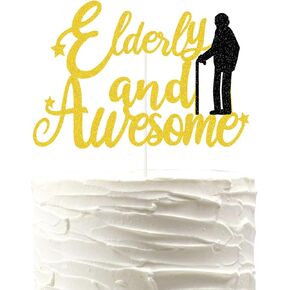 كبار السن ورهيبة الكعكة توبر ، مضحك عيد ميلاد التقاعد كعكة Topper ، 40 50th 60th 70th 60th Decorting Decortations.