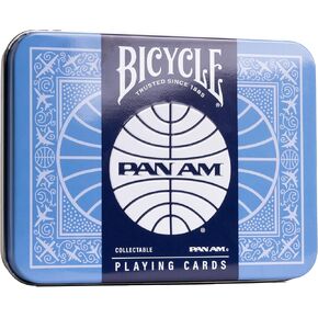 Bicycle Pan Am Air Play Cards 2 Pack مع Travel Tin - طوابق حجم البوكر المتميزة لألعاب الورق - تصميم Pan Am الكلاسيكي