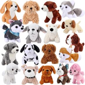 Aoriher 18 PCS Mini Plush Dogs Bulk Dog Puppy حيوانات محشوة بالحيوانات الصغيرة المحشوة بالكلاب المتنوعة اللطيفة لينة دمية جرو لليس