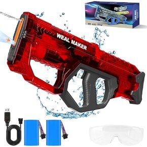 Powerful Auto Filling Electric Water Guns for Adults/Kids,Automatic Squirt Gun with 2 Batteries&High Capacity, Waterproof Water Pistol for Summer Pool/Beach Toys（Red）