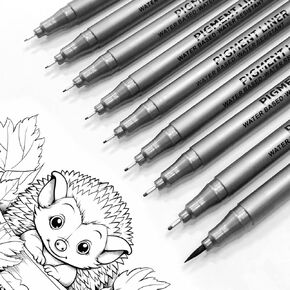 Fineliner Pens,Micro Pens Black Fine Liner Ink Pens Fine Tip Pens Waterproof for Artist Illustration Calligraphy Sketching, Technical Drawing Anime Journaling (9)
