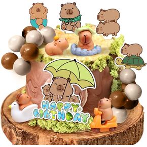 Capybara Cake Toppers Capybara حفلات عيد ميلاد اللوازم Capybara عيد ميلاد الحفلة الديكور الديكور كابي استحمام الطفل