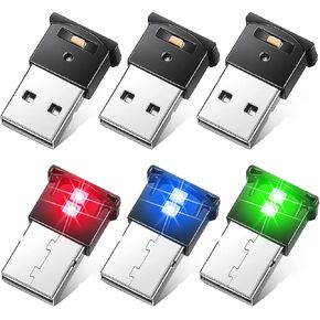 Mini USB LED Light, RGB Car LED Interior Lighting DC 5V Smart USB LED Atmosphere Light, Laptop Keyboard Light Home Office Decoration Night Lamp, Adjustable Brightness, 8 Colors (8 Pieces)