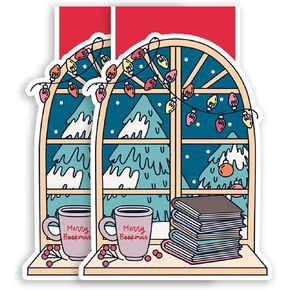 (2pcs) Merry Bookmas Magnetic Magnetic Bookmark Book Book Markers هدية لقراءة Lover Nerd Book Book Bookworm Reader Stationery - الحجم 3 "x2" عند طيها