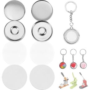 BEAMNOVA 50 Sets of Button Maker Supplies for 32mm 1.26 in (1-1/4 inch) Double-Sided Keychain Metal Parts for Hand Press Round Badge Crafts Making Machine in Kuwait