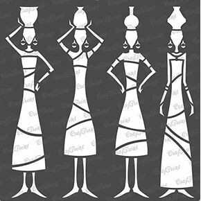 CrafTreat Reusable Tribal Wall Stencils for Painting Large Pattern - Tribal Potters - 12x12 Inches - DIY Art and Craft Stencils - Tribal Stencils for Painting Walls - African TribalStencil