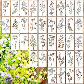 36pcs stencils البرية الستنسل زهرة ورقة الطلاء stencils زهرة نباتية الزهرة