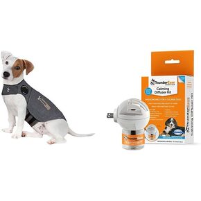 ThunderShirt Classic Dog Anxiety Jacket and ThunderEase Calming Diffuser Kit Bundle, Small