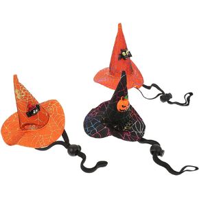 Homoyoyo Witch Costume 3pcs Halloween Pet Witch Witch Hat Small Wizard Hat Mini Witch Hats Wine Bottle Cap Topper Craft Doll for Dog Dog Cat Lizard Halloween Cosplay Cone Witches Hat