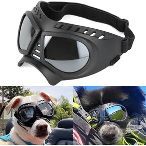NAMSAN Dog Goggles Small Breed, UV-Protection Doggie Sunglasses for Small to Medium Dogs, Soft Doggy Eye Protection, Anti-Fog Anti-Dust Windproof Snowproof, Adjustable Straps, Lens Silver