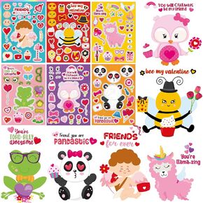 Bestus Valentines Day Crafts for Kids Valentine Stickers 36 PCS ، وبطاقات DIY عيد الحب ، وفتيات مجموعة الفن ، أو الأولاد أو طفل صغير ، وألعاب الحفلات المثالية ، وأنشطة المدرسة ، وزينة الفصل الدراسي