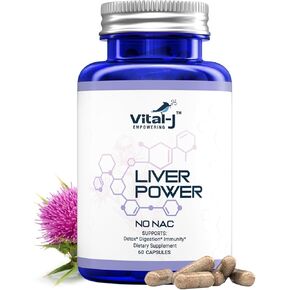 Vital-J Empowering Liver Support Supplement, Liver Cleanse Detox & Repair Formula W/Milk Thistle, Zinc, Beetroot & Artichoke, Herbal Liver Power for Liver Detox, Digestion & Immunity - 60 Capsules