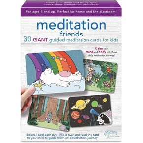 Mindful Living - بطاقات الأصدقاء التأمل - 30 بطاقة عملاقة ذاتية ذاتية ، وساطة ورسائل يومية ، تحت عنوان الحيوانات ، الأطفال 4+