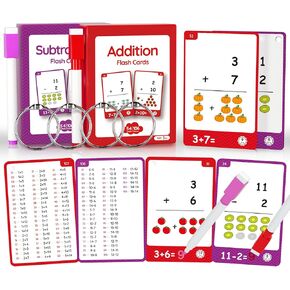 60Cards ، 120 صورة بطاقات فلاش الرياضيات لرياض الأطفال ، 1 ، 2nd ، الصف الثالث ، إضافة بطاقات فلاش الطرح الفرعية للأطفال الذين تتراوح أعمارهم بين 6،7،8،9،10 سنة