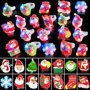 50 PCS CHROVERSHING LIGHT RINGS for Kids ، حفل عيد الميلاد تفضل 50 خواتم الضوء 6 توهج الضوء الوامض في The Dark Christmas Party Supplies Gift for Boys Girl
