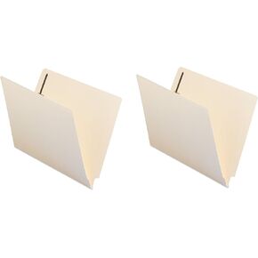 Smead End Tab Fastener File Folder, Shelf-Master Reinforced Straight-Cut Tab, 2 Fasteners, Letter Size, Manila, 50 per Box (34115) (Pack of 2)