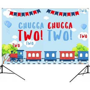 Train 2nd Birthday Supplies - Chugga Chugga Two Two Party Decorations for 2 Years Old Boys