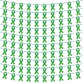 Faccito 10 PCS DETHLING MENTY MENTY DECORATION - Green Ribbon Health Health Thoual Wonner For Party ، Event ، Charity Decor Indoor Outdoor Outdo