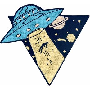 جامع خاسر UFO Get in X Patch Patch Alien Badge Biker Biker Consique On Sew On Emblem ، Triangle