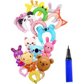 50 Pieces-Cartoon Wrist Balloon Animals, Hand Wearing Balloons, Balloon Headbands, Children's Birthday Party, Party Decorations - Free Pump