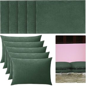 Berlune 12 PCS عوائق الفيضان للمنزل 1 قدم × 2 قدم حاجز المياه القابل لإعادة الاستخدام الحواجز الوقاية من الفيضانات لأكياس الرمال بدون رمل حاجز فيضان إعصار أمطار من أجل الطابق السفلي للمرآب للأبواب (الأخضر)