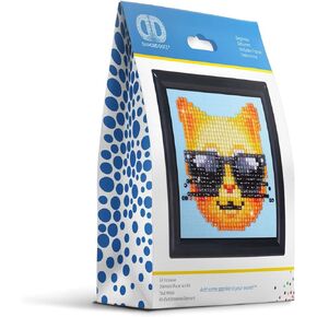 Diamond Dotz Kool Kat مع مجموعات الطلاء الماس للإطار للبالغين - مجموعات فن الماس أكياس مريحة إبداعية مع Dotz Gems 4x4