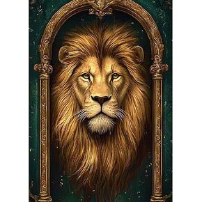 مجموعات الطلاء Ghkud Lion Diamond للبالغين ، DIY 5D حيوانات الماس ، أزهار الحفر الكاملة مجموعات الفن الماسي صور الفن مثالي للاسترخاء وديكور الجدار المنزلي 30 × 40 سم
