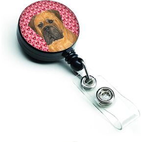 Caroline's Treasures SS4517BR Bullmastiff Hearts Love and Valentine's Day Portrait Portrait Awractable Cenly للممرضات حامل شارة هوية مع حامل شارة موظف قابل للسحب ، حزام ، مقطع ، متعدد الألوان