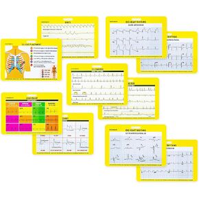 EKG 5 Card Set Common Cardiac Rythms Lead Placement Telemetry Cards for Nurses EMT's Paramedics Medical Students Double Sided Perfect Scrub Pockets or ID Badge Addition