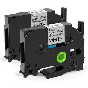Tze-S231 Tz-S231 Extra Strength 12mm 0.47" Tape Aonomi Replacement for Brother Extra Strength P Touch Label Tape Black on White 1/2" Compatible with Brother PTD210 PT-D410 PTH110 Label Maker,2-Pack