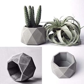 Creative Geometric Art Flower Pot Succulent Plants Cement Mold,Silicone Flower Pot Mold, Candle Holder Mould Handmade Clay Craft Office Home Decor