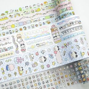 Stickers Washi Tape Set - 8 Rolls(15mm/65mm Wide, 3-5m Long) Sticky Masking Tape with Cute Cats DIY Craft for Journaling Planner, Decorative Sticker Paper for Scrapbook, Gulu Kitten