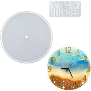 Wall Clock Resin Molds Large Roman Numerals Constellation Number Clock Silicone Mold Epoxy Blank Dial Mould Hanging Clock Mold for Polymer Clay DIY Decoration (Large Arabic Numeral Style)