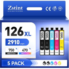 126XL Ink Remanufactured T126 Ink Cartridge to use with Workforce Compatibility 435 520 545 635 WF-3520 WF-3530 WF-3540 WF-7010 WF-7510 Stylus NX330(2 Black,1 Cyan,1 Magenta,1 Yellow)