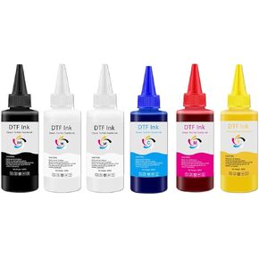 Premium DTF Ink 600ML, DTF Transfer Ink Refill Bundle Compatible for XP15000 XP600 L1800 L805 ET-4800 P600 P800 R2000, for DTF Heat Transfer Film Printing (100ml x 6, 2W+1BK+1C+1M+1Y)