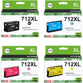 712 712XL 712 XL حبر خرطوشة الاستخدام لـ DesignJet T650 T630 T230 T210 Printers (BK: 80ml C/M/Y: 29ML)