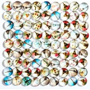 Naler 200pcs 10mm Glass Cabochons Mosaic Printed Glass Dome Cabochons Round Mosaic Tiles for Crafts Jewelry Making DIY Decoration