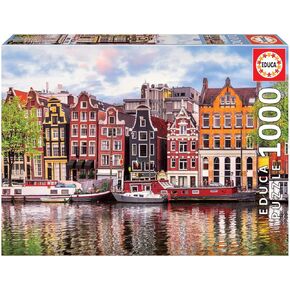 Educa - Dancing Houses, Amsterdam - 1000 Piece Jigsaw Puzzle - Puzzle Glue Included - Completed Image Measures 26.8" x 18.9" - Ages 14+ (18458)