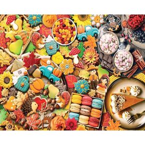 White Mountain Fall Treats Thanksgiving Puzzles 1000 Pieces Jigsaw Puzzle for Fall and Autumn