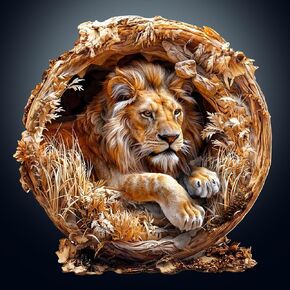 Wooden Puzzles for Adults, 3D Lion (L-300pcs) Wooden Jigsaw Puzzles Kids, 13.4 * 13.4in Unique Shaped Animal Wood Puzzles Adults 3D Vision Flat Puzzle Family Games
